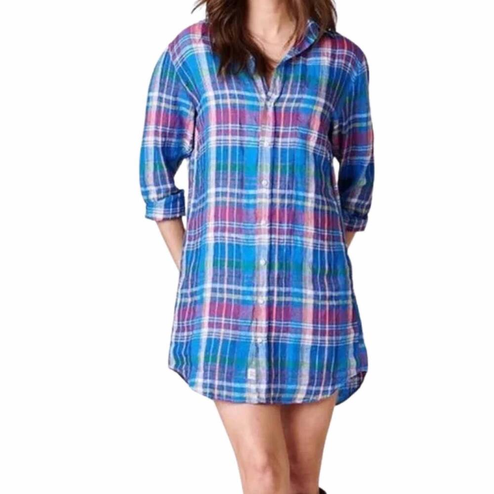 NEW FRANK & EILEEN mary turquoise plaid dress in turquoise